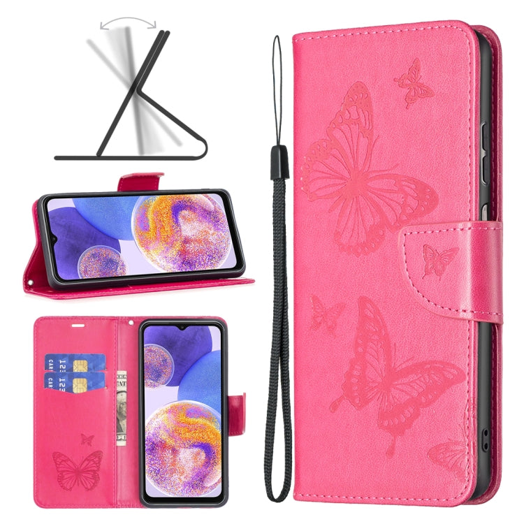 Two Butterflies Embossing Leather Phone Case, For Xiaomi Redmi Note 11 Global, For Samsung Galaxy A23 5G