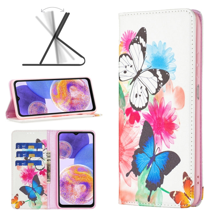 Invisible Magnetic Painted Leather Phone Case, For Samsung Galaxy A23 5G