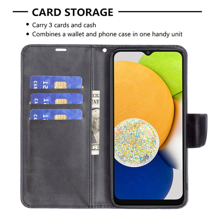 Lambskin Texture Pure Color Flip Leather Phone Case, For Samsung Galaxy A03 166mm