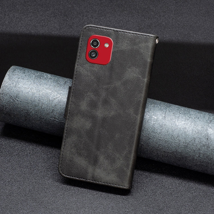 Lambskin Texture Pure Color Flip Leather Phone Case, For Samsung Galaxy A03 166mm