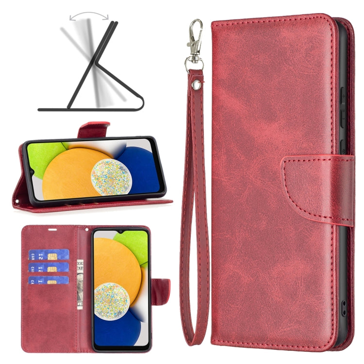 Lambskin Texture Pure Color Flip Leather Phone Case, For Samsung Galaxy A03 166mm