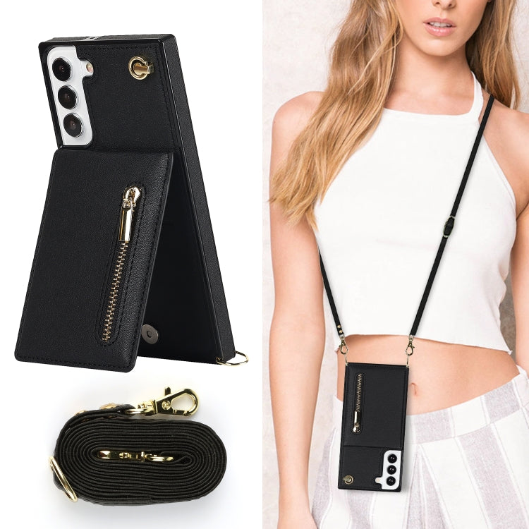 Cross-body Square Zipper Card Holder Bag Phone Case, For Samsung Galaxy S22+ 5G, For Samsung Galaxy S22 5G, For Samsung Galaxy S22 Ultra 5G, For Samsung Galaxy S21 FE 5G