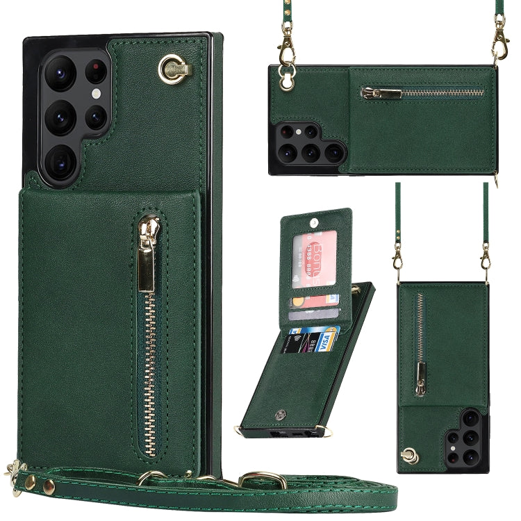 Cross-body Square Zipper Card Holder Bag Phone Case, For Samsung Galaxy S22+ 5G, For Samsung Galaxy S22 5G, For Samsung Galaxy S22 Ultra 5G, For Samsung Galaxy S21 FE 5G
