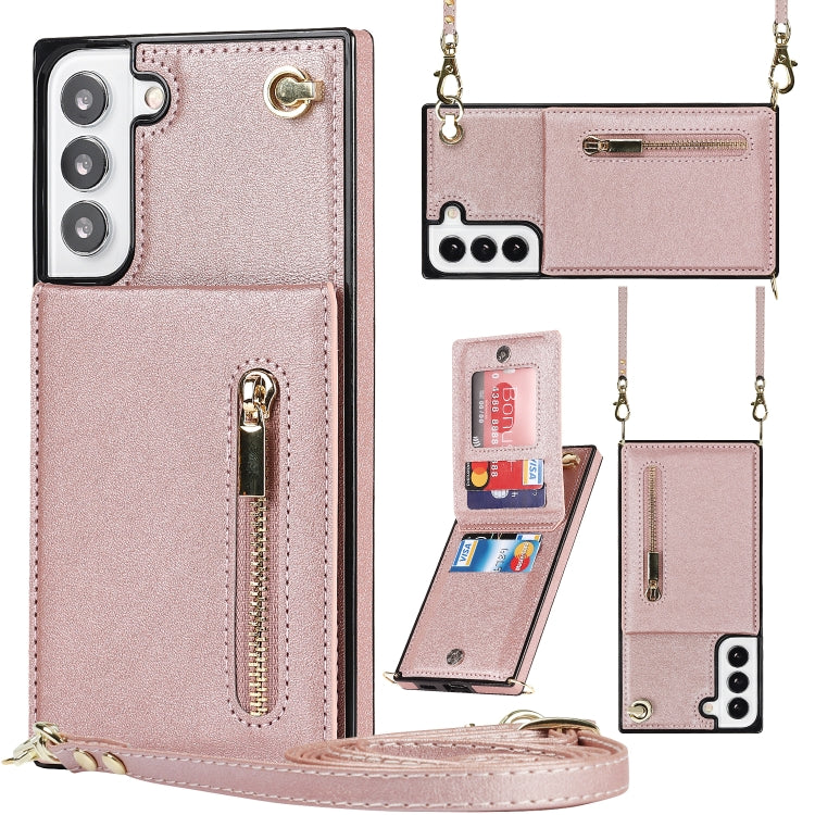 Cross-body Square Zipper Card Holder Bag Phone Case, For Samsung Galaxy S22+ 5G, For Samsung Galaxy S22 5G, For Samsung Galaxy S22 Ultra 5G, For Samsung Galaxy S21 FE 5G