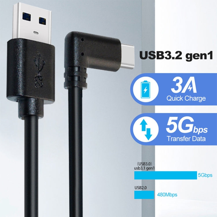 USB Male to USB 3.2 Gen1 Type-C Elbow VR Link Cable For Oculus Quest 1 / 2, 5m