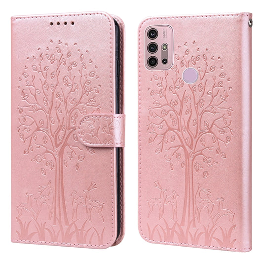 Tree & Deer Pattern Pressed Printing Horizontal Flip Leather Phone Case, For Motorola Moto G9 Plus, For Motorola Moto G30 / G20 / G10, For Motorola Moto E7i Power / E7 Power, For Motorola Moto G60