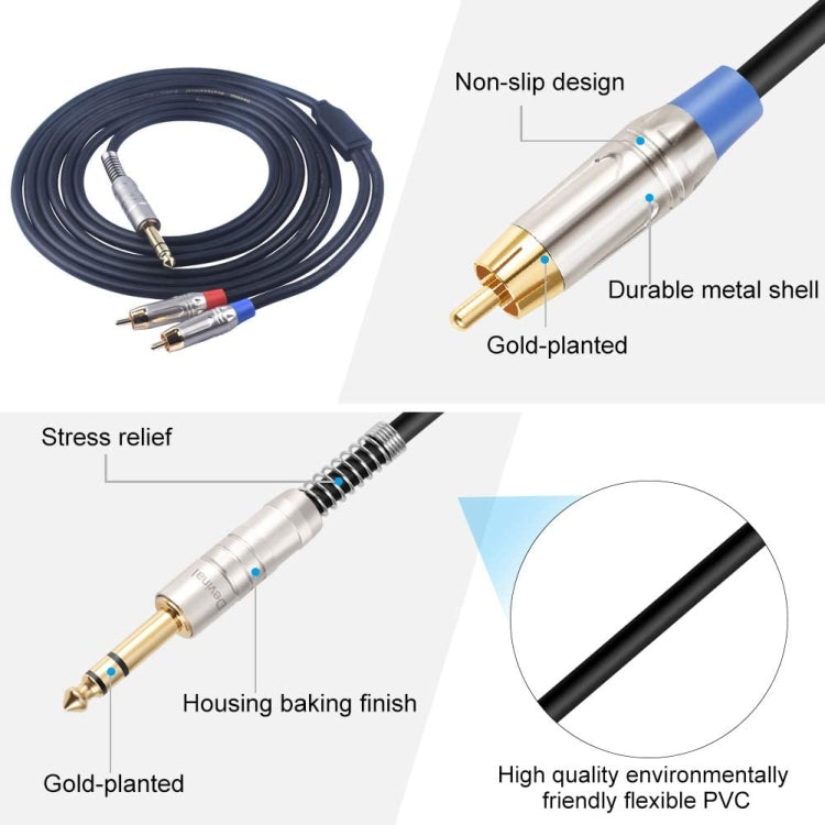6.35mm Male to Dual RCA Male Audio Cable, 1.8m, 3m