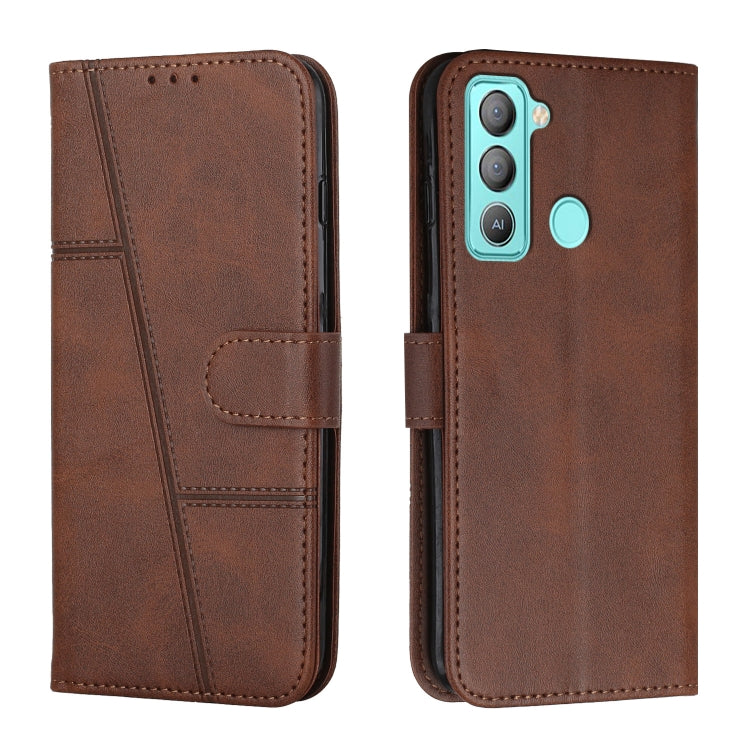 Stitching Calf Texture Buckle Leather Phone Case, For Tecno Camon 17P, For Tecno Camon 17 Pro, For Tecno Camon 18 / 18P, For Tecno Camon 18 Premier, For Tecno Pop 5 LTE, For Tecno Pova 2, For Tecno Pova Neo, For Tecno Spark 7 Pro