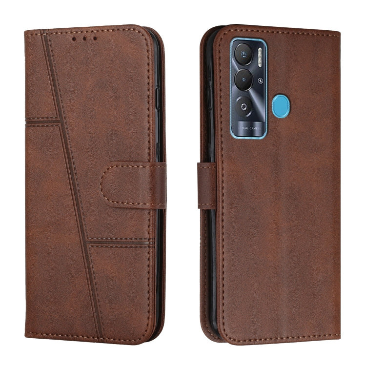 Stitching Calf Texture Buckle Leather Phone Case, For Tecno Camon 17P, For Tecno Camon 17 Pro, For Tecno Camon 18 / 18P, For Tecno Camon 18 Premier, For Tecno Pop 5 LTE, For Tecno Pova 2, For Tecno Pova Neo, For Tecno Spark 7 Pro