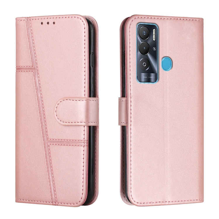 Stitching Calf Texture Buckle Leather Phone Case, For Tecno Camon 17P, For Tecno Camon 17 Pro, For Tecno Camon 18 / 18P, For Tecno Camon 18 Premier, For Tecno Pop 5 LTE, For Tecno Pova 2, For Tecno Pova Neo, For Tecno Spark 7 Pro