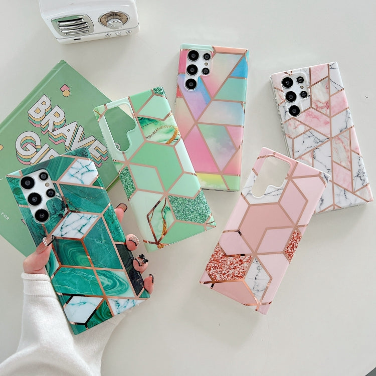 Electroplated Splicing Marble TPU Phone Case, For Samsung Galaxy S22 5G, For Samsung Galaxy S22+ 5G, For Samsung Galaxy S22 Ultra 5G