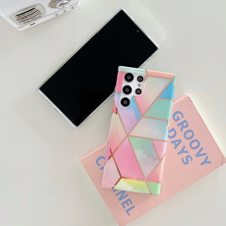 Electroplated Splicing Marble TPU Phone Case, For Samsung Galaxy S22 5G, For Samsung Galaxy S22+ 5G, For Samsung Galaxy S22 Ultra 5G