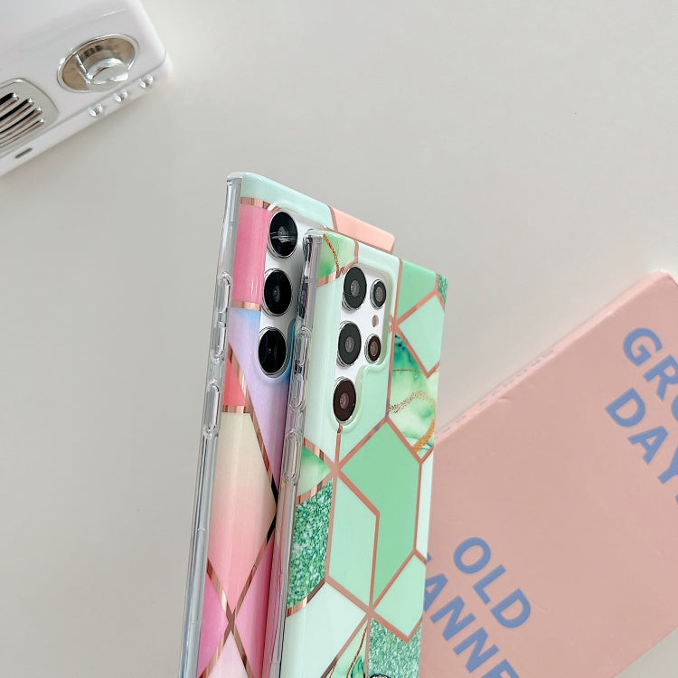 Electroplated Splicing Marble TPU Phone Case, For Samsung Galaxy S22 5G, For Samsung Galaxy S22+ 5G, For Samsung Galaxy S22 Ultra 5G