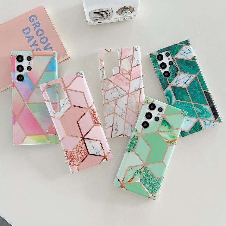 Electroplated Splicing Marble TPU Phone Case, For Samsung Galaxy S22 5G, For Samsung Galaxy S22+ 5G, For Samsung Galaxy S22 Ultra 5G