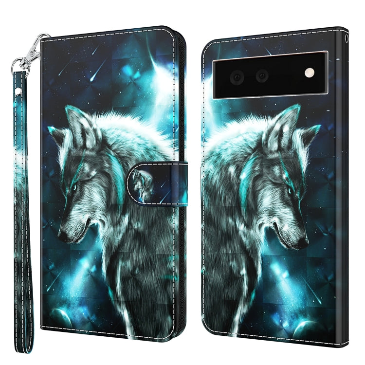 3D Painting Pattern TPU + PU Leather Phone Case, For Google Pixel 5a 5G, For Google Pixel 6, For Google Pixel 6 Pro, For Google Pixel 7 5G