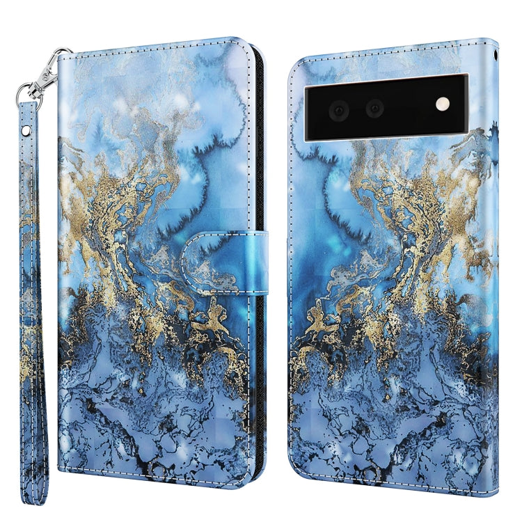 3D Painting Pattern TPU + PU Leather Phone Case, For Google Pixel 5a 5G, For Google Pixel 6, For Google Pixel 6 Pro, For Google Pixel 7 5G