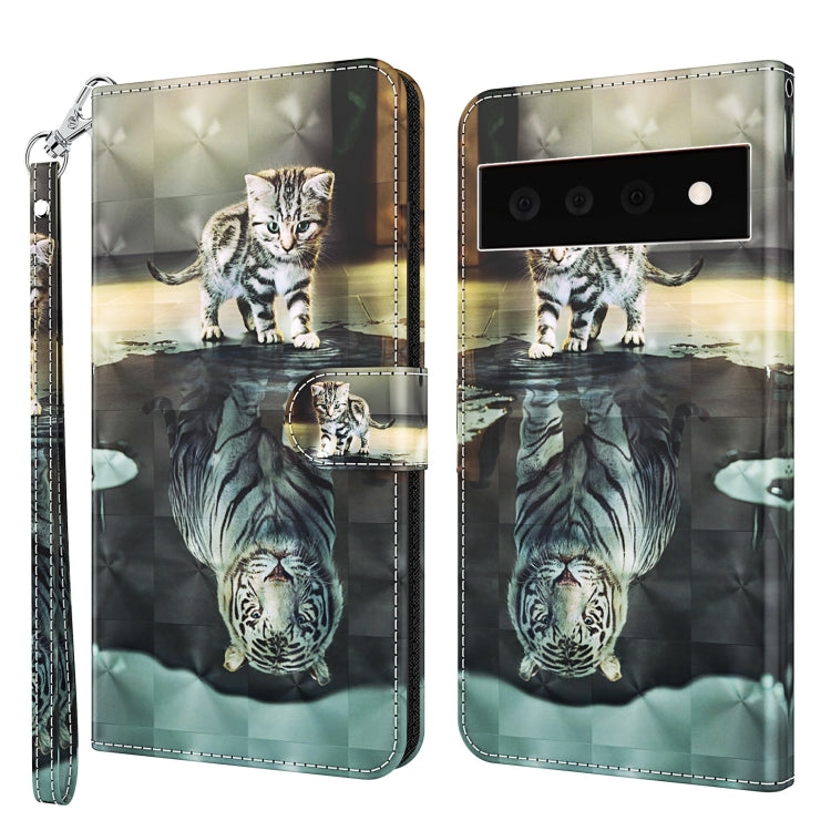 3D Painting Pattern TPU + PU Leather Phone Case, For Google Pixel 5a 5G, For Google Pixel 6, For Google Pixel 6 Pro, For Google Pixel 7 5G