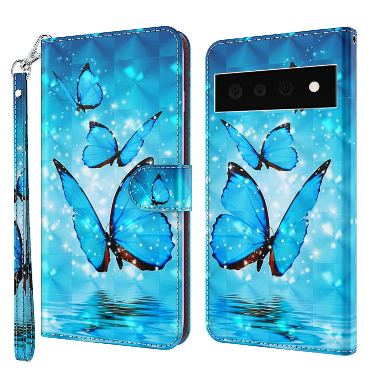 3D Painting Pattern TPU + PU Leather Phone Case, For Google Pixel 5a 5G, For Google Pixel 6, For Google Pixel 6 Pro, For Google Pixel 7 5G