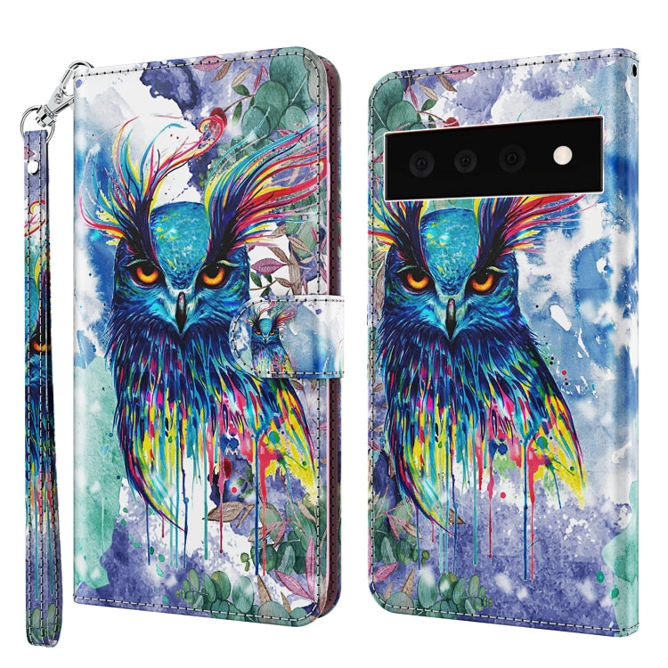 3D Painting Pattern TPU + PU Leather Phone Case, For Google Pixel 5a 5G, For Google Pixel 6, For Google Pixel 6 Pro, For Google Pixel 7 5G