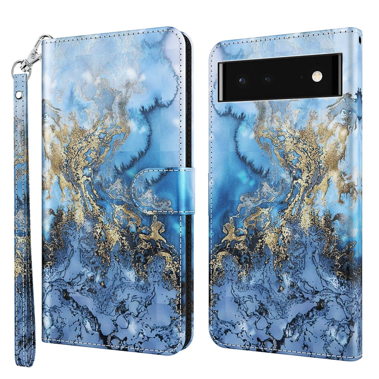 3D Painting Pattern TPU + PU Leather Phone Case, For Google Pixel 5a 5G, For Google Pixel 6, For Google Pixel 6 Pro, For Google Pixel 7 5G