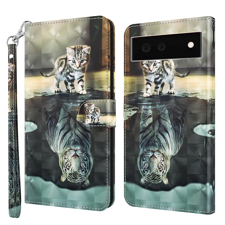 3D Painting Pattern TPU + PU Leather Phone Case, For Google Pixel 7 Pro 5G, For Google Pixel 6a