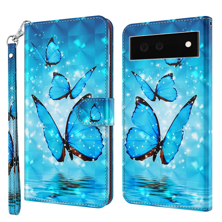 3D Painting Pattern TPU + PU Leather Phone Case, For Google Pixel 7 Pro 5G, For Google Pixel 6a