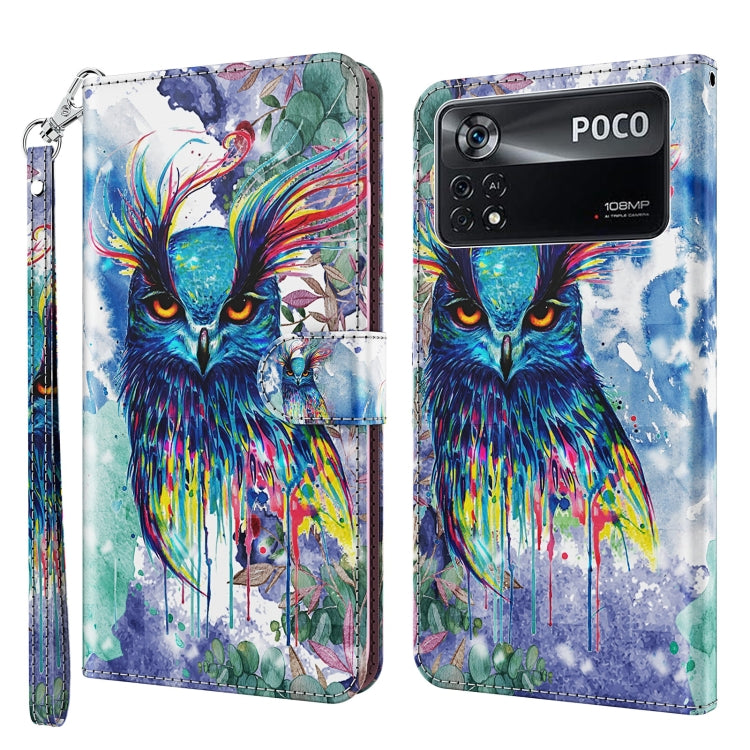 3D Painting Pattern TPU + PU Leather Phone Case, For Xiaomi Poco M4 Pro, For Xiaomi Poco X4 Pro 5G, For Xiaomi Redmi Note 10 Lite, For Xiaomi Redmi Note 11