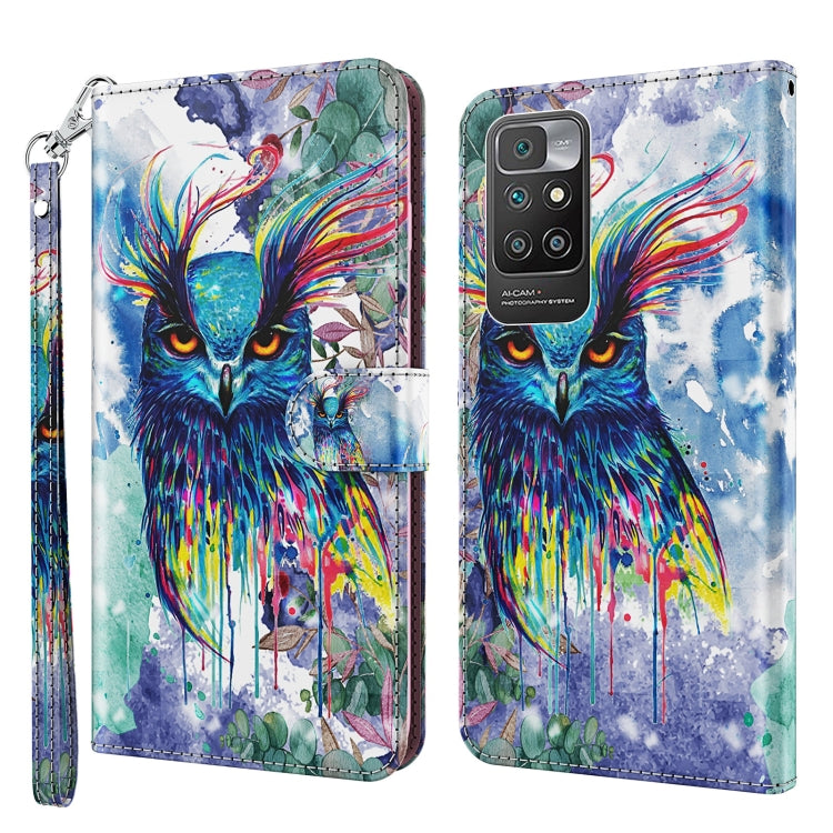 3D Painting Pattern TPU + PU Leather Phone Case, For Xiaomi Redmi Note 11 Pro / 11 Pro+, For Xiaomi Redmi Note 8 2021, For Xiaomi Redmi 10, For Xiaomi Redmi 10C International Version