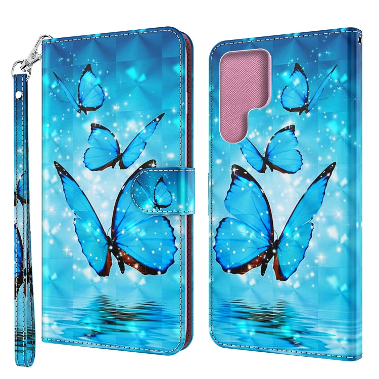 3D Painting Pattern TPU + PU Leather Phone Case, For Samsung Galaxy S22 Ultra 5G