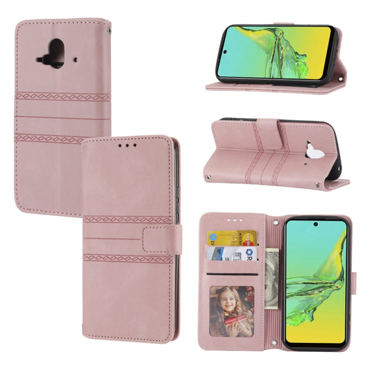 Embossed Striped Magnetic Buckle Horizontal Flip Phone Leather Case, For Fujitsu Arrows F-52B, For OPPO A96 5G, For OPPO Reno7 5G, For OPPO Reno7 SE 5G, For OPPO Find X5, For OPPO Find X5 Pro, For OPPO Realme 9 Pro+, For OPPO Realme C35