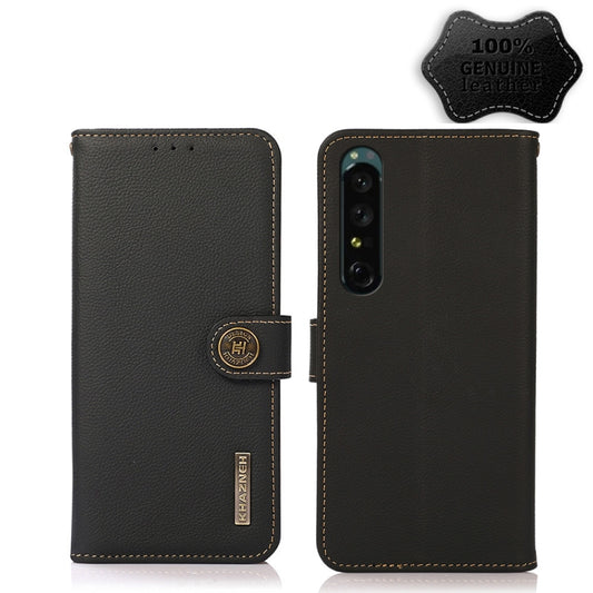 KHAZNEH Custer Genuine Leather RFID Phone Case, For Sony Xperia 1 IV