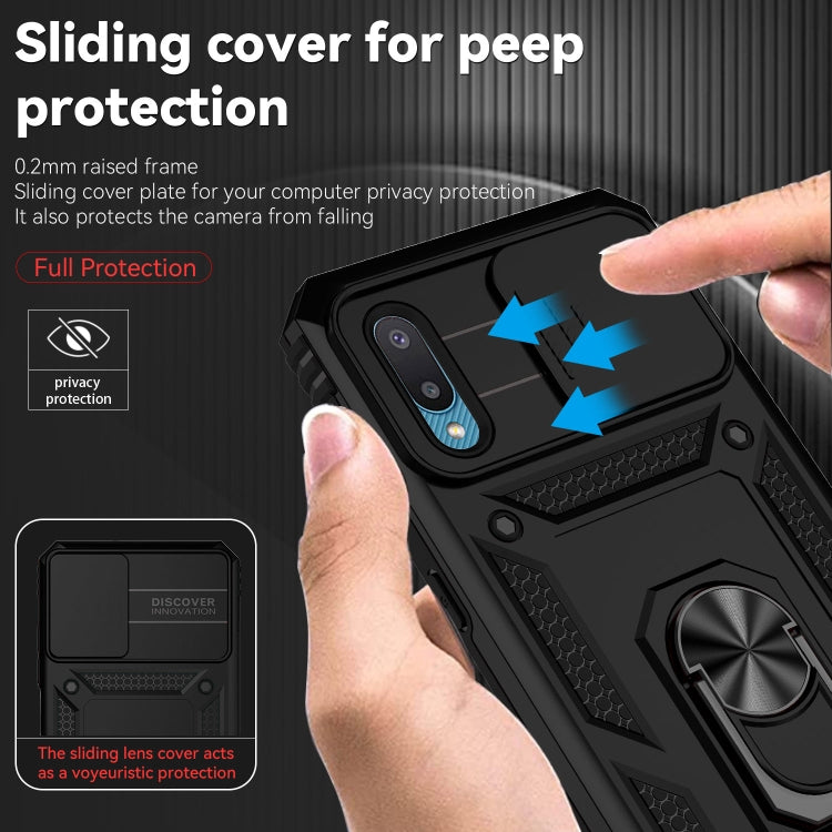 Sliding Camshield Holder Phone Case, For Samsung Galaxy A02, For Samsung Galaxy A02s / A03s 166mm, For Samsung Galaxy A12, For Samsung Galaxy A13 5G, For Samsung Galaxy A22 4G, For Samsung Galaxy A22 5G, For Samsung Galaxy A23