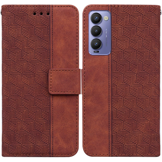 Geometric Embossed Leather Phone Case, For Tecno Camon 18 / 18P, For Tecno Camon 18 Premier, For Tecno Camon 18i, For Tecno Phantom X, For Tecno Pop 5 LTE BD4, For Tecno Pop 5P, For Tecno Pova 2, For Tecno Pova LD7
