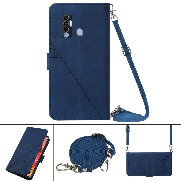Crossbody 3D Embossed Flip Leather Phone Case, For Tecno Spark 7 Pro