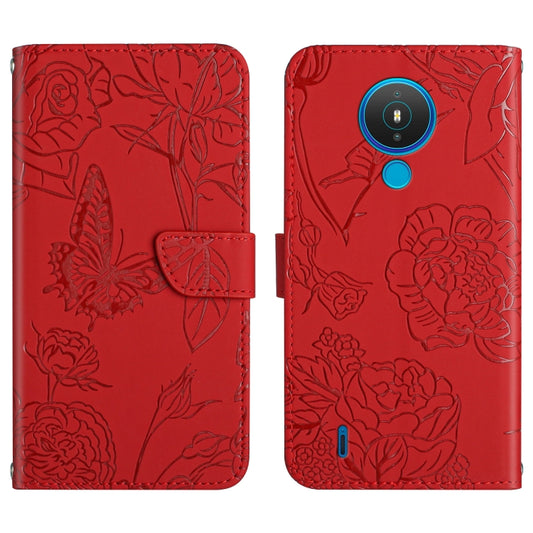 Skin Feel Butterfly Peony Embossed Leather Phone Case, For Nokia 1.4, For Nokia 2.4, For Nokia 5.4, For Nokia C01 Plus, For Nokia C03 2020, For Nokia C10 / C20, For Nokia C20 Plus, For Nokia C30, For Nokia G50 5G