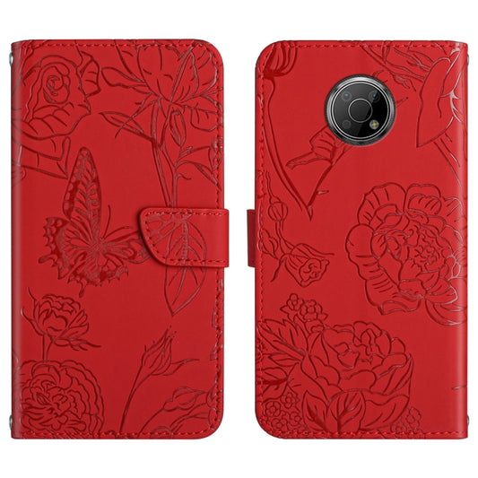 Skin Feel Butterfly Peony Embossed Leather Phone Case, For Nokia G300, For Nokia X20, For Nokia XR20