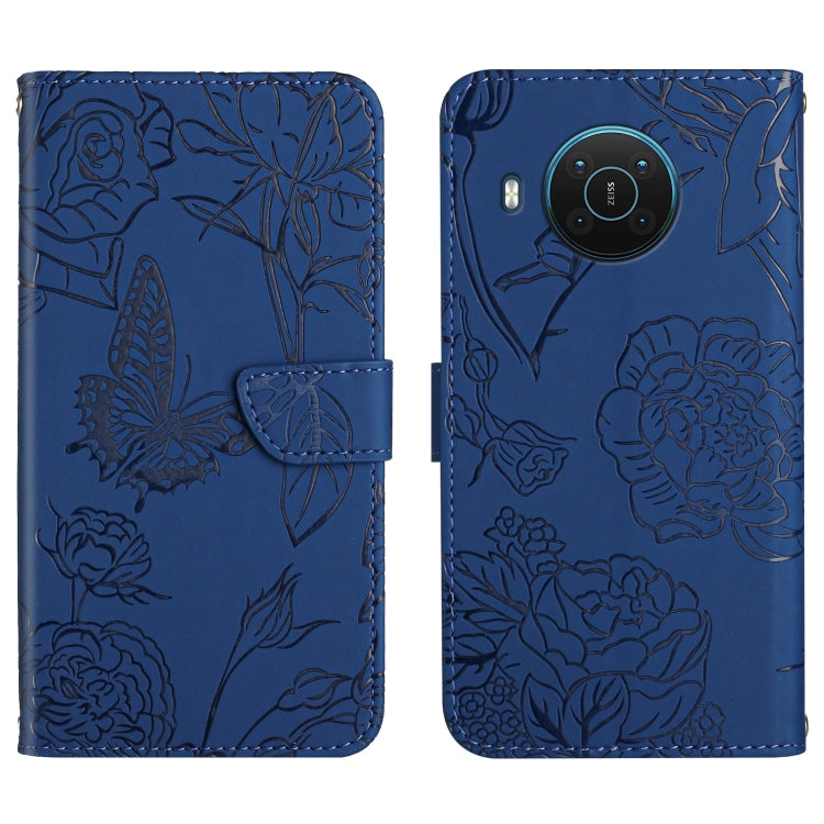 Skin Feel Butterfly Peony Embossed Leather Phone Case, For Nokia X20, For Nokia XR20