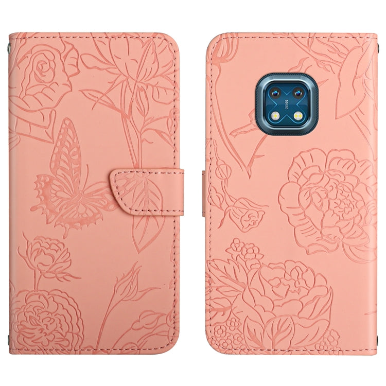 Skin Feel Butterfly Peony Embossed Leather Phone Case, For Nokia X20, For Nokia XR20