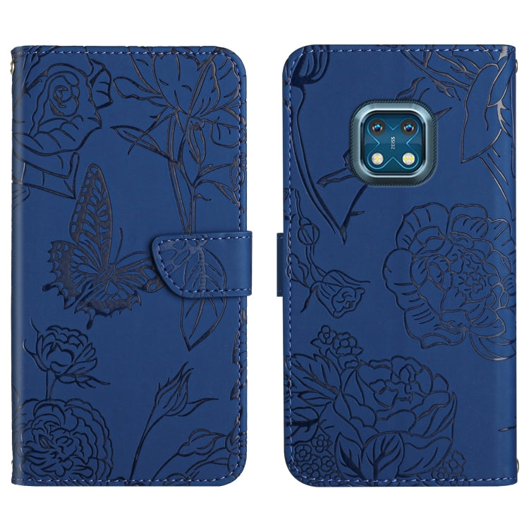 Skin Feel Butterfly Peony Embossed Leather Phone Case, For Nokia X20, For Nokia XR20