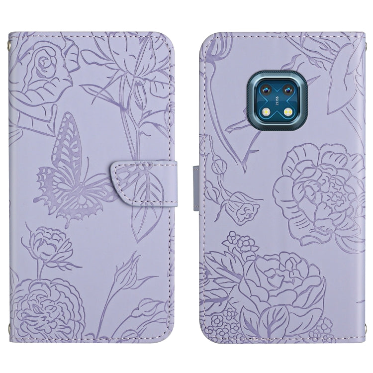 Skin Feel Butterfly Peony Embossed Leather Phone Case, For Nokia X20, For Nokia XR20