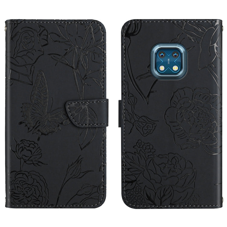 Skin Feel Butterfly Peony Embossed Leather Phone Case, For Nokia X20, For Nokia XR20