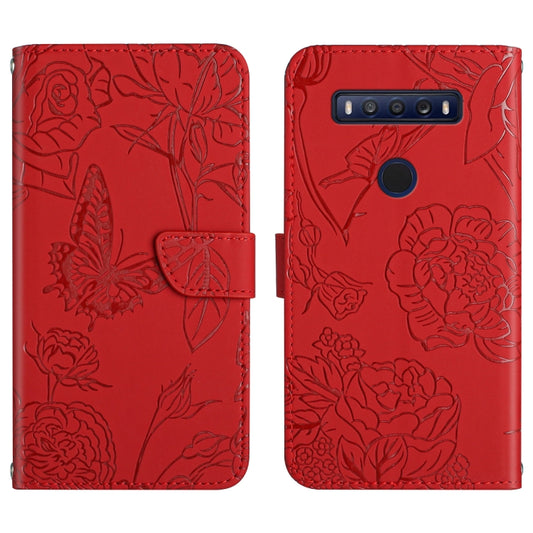 Skin Feel Butterfly Peony Embossed Leather Phone Case, For TCL 10 SE, For TCL 20 Pro 5G, For TCL 20 SE, For TCL 20 R 5G, For TCL 20S / 20 5G / 20L / 20L+, For TCL 30 SE, For TCL 205, For T-Mobile Revvl V+ 5G