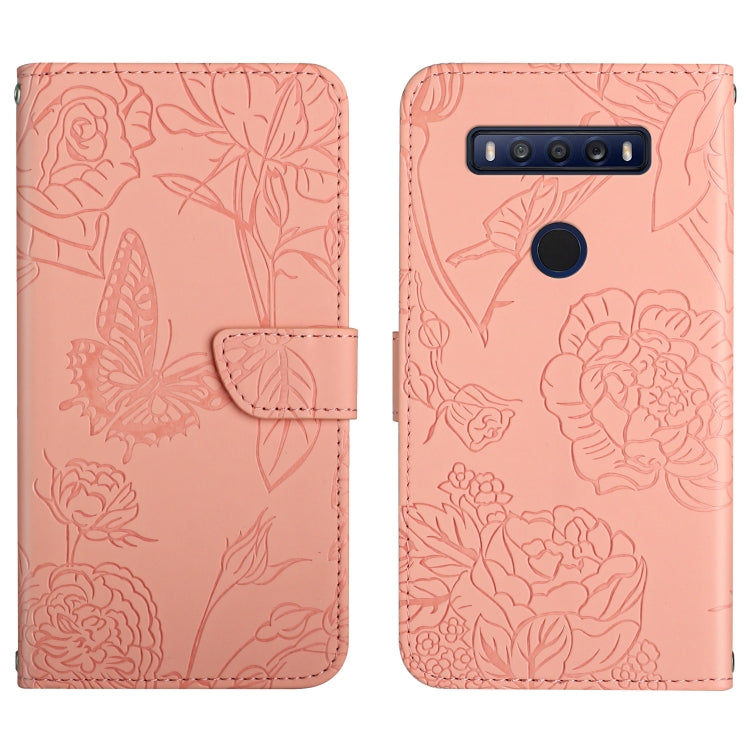 Skin Feel Butterfly Peony Embossed Leather Phone Case, For TCL 10 SE, For TCL 20 Pro 5G, For TCL 20 SE, For TCL 20 R 5G, For TCL 20S / 20 5G / 20L / 20L+, For TCL 30 SE, For TCL 205, For T-Mobile Revvl V+ 5G