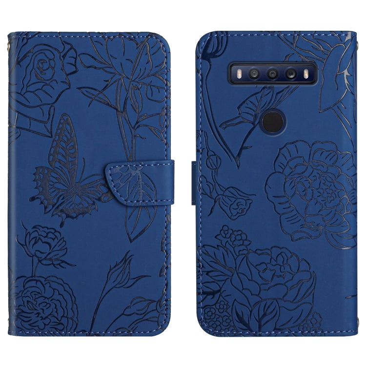 Skin Feel Butterfly Peony Embossed Leather Phone Case, For TCL 10 SE, For TCL 20 Pro 5G, For TCL 20 SE, For TCL 20 R 5G, For TCL 20S / 20 5G / 20L / 20L+, For TCL 30 SE, For TCL 205, For T-Mobile Revvl V+ 5G
