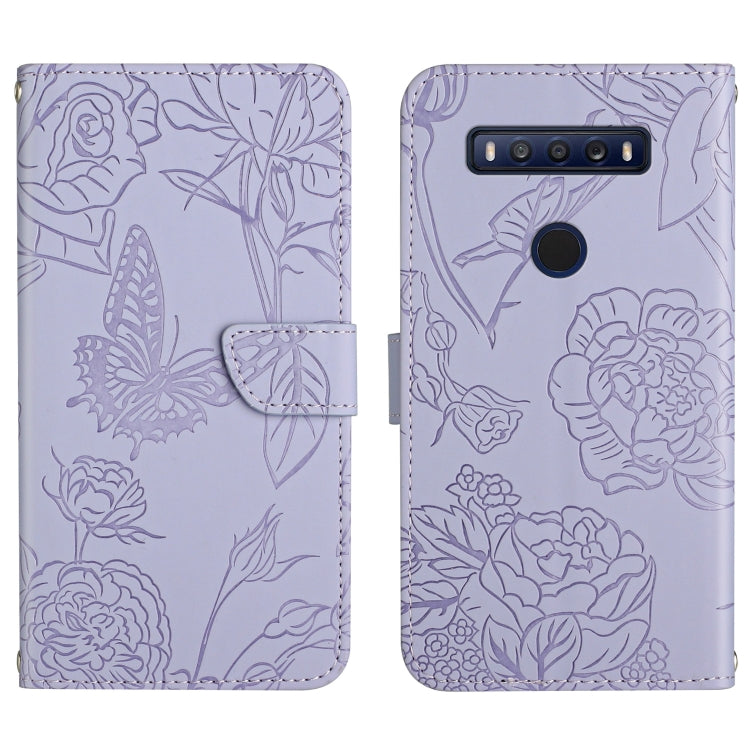 Skin Feel Butterfly Peony Embossed Leather Phone Case, For TCL 10 SE, For TCL 20 Pro 5G, For TCL 20 SE, For TCL 20 R 5G, For TCL 20S / 20 5G / 20L / 20L+, For TCL 30 SE, For TCL 205, For T-Mobile Revvl V+ 5G