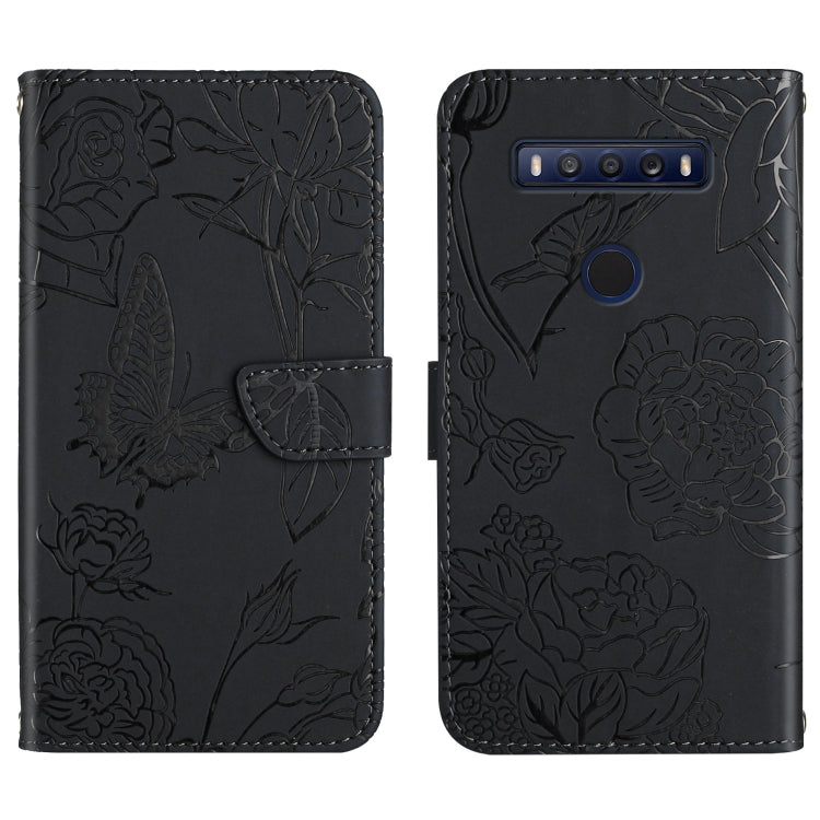 Skin Feel Butterfly Peony Embossed Leather Phone Case, For TCL 10 SE, For TCL 20 Pro 5G, For TCL 20 SE, For TCL 20 R 5G, For TCL 20S / 20 5G / 20L / 20L+, For TCL 30 SE, For TCL 205, For T-Mobile Revvl V+ 5G