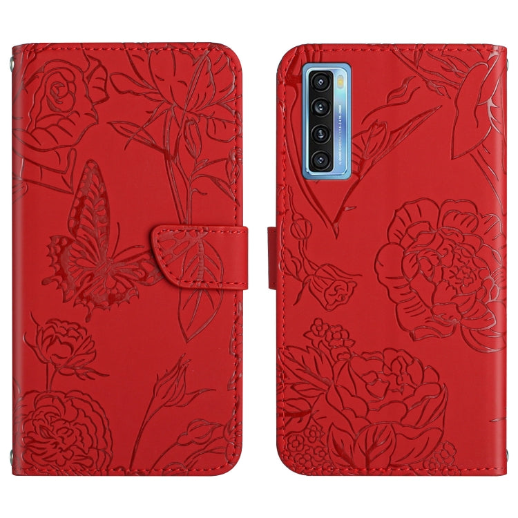 Skin Feel Butterfly Peony Embossed Leather Phone Case, For TCL 10 SE, For TCL 20 Pro 5G, For TCL 20 SE, For TCL 20 R 5G, For TCL 20S / 20 5G / 20L / 20L+, For TCL 30 SE, For TCL 205, For T-Mobile Revvl V+ 5G
