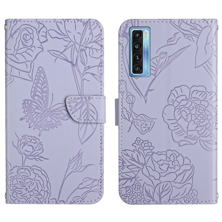 Skin Feel Butterfly Peony Embossed Leather Phone Case, For TCL 10 SE, For TCL 20 Pro 5G, For TCL 20 SE, For TCL 20 R 5G, For TCL 20S / 20 5G / 20L / 20L+, For TCL 30 SE, For TCL 205, For T-Mobile Revvl V+ 5G