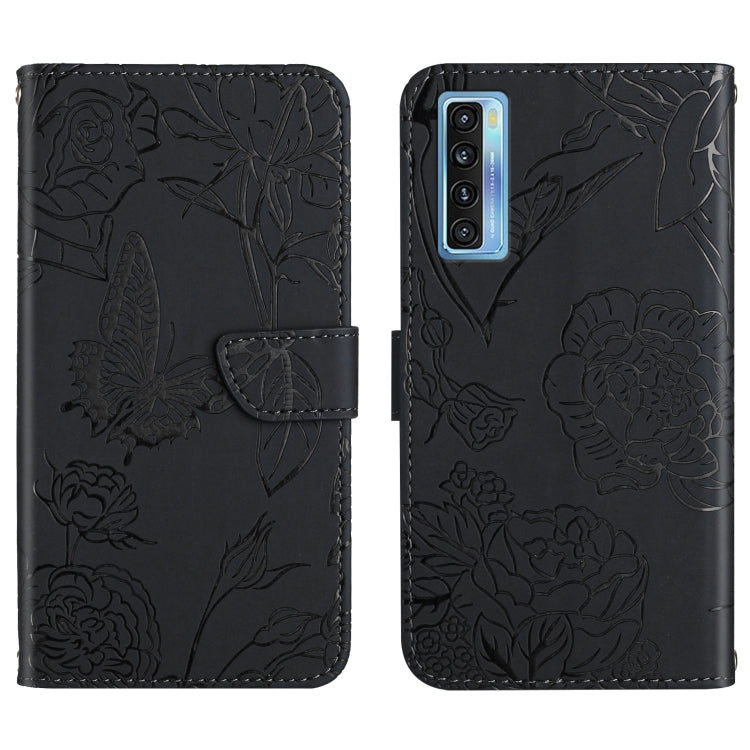 Skin Feel Butterfly Peony Embossed Leather Phone Case, For TCL 10 SE, For TCL 20 Pro 5G, For TCL 20 SE, For TCL 20 R 5G, For TCL 20S / 20 5G / 20L / 20L+, For TCL 30 SE, For TCL 205, For T-Mobile Revvl V+ 5G