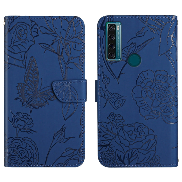 Skin Feel Butterfly Peony Embossed Leather Phone Case, For TCL 10 SE, For TCL 20 Pro 5G, For TCL 20 SE, For TCL 20 R 5G, For TCL 20S / 20 5G / 20L / 20L+, For TCL 30 SE, For TCL 205, For T-Mobile Revvl V+ 5G